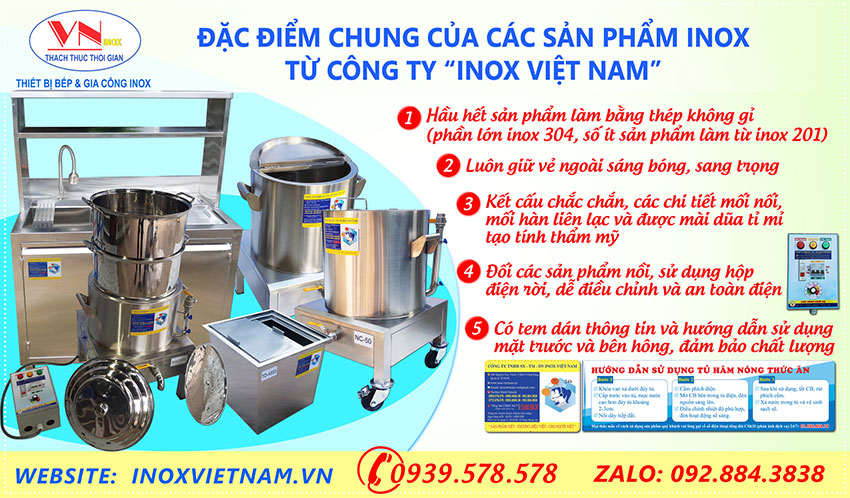 Những lý do nên chọn mua thiết bị bếp inox công nghiệp, thiết bị bếp nhà hàng khách sạn tại Inox Việt Nam.