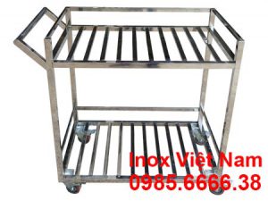 Xe đẩy inox 2 tầng thanh song.