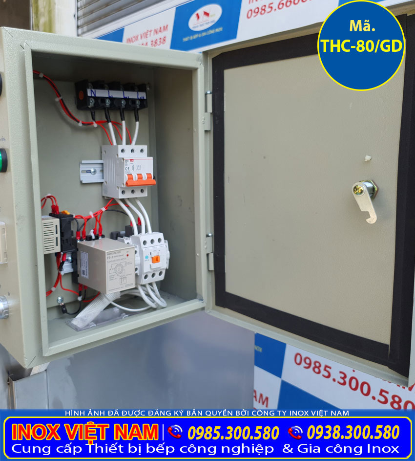 Chi tiết phần hộp điện tủ nấu cơm công nghiệp THC-80/G.