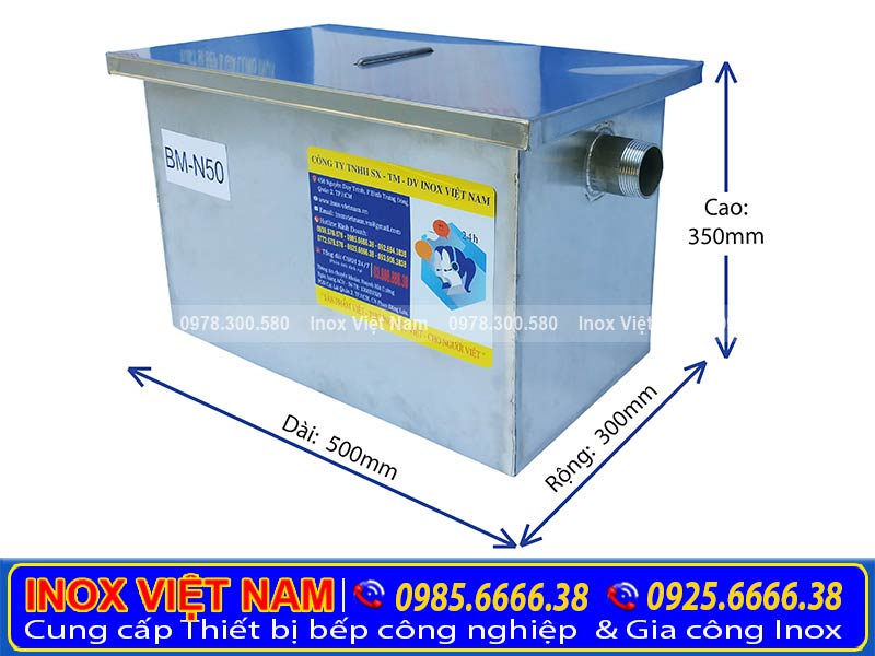 Thiết bị bếp inox công nghiệp - địa chỉ chuyên gia công bể tách mỡ gia đình, bẫy mỡ công nghiệp theo yêu cầu với mức giá tốt, kiểu dáng đẹp.
