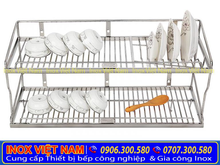 Kệ Inox Song 2 Tầng Treo Tường, Kệ Inox Đựng Chén Giá Rẻ Tại TPHCM