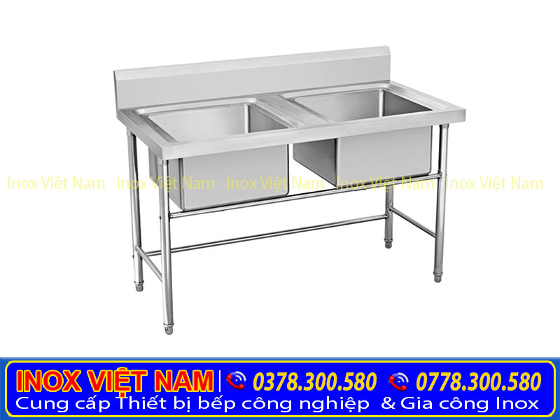 chậu rửa inox đôi, chậu rửa chén inox công nghiệp, chậu rửa inox đơn, bồn rửa chén inox 2 hộc, bồn rửa tay có cấu tạo chắc chắn.