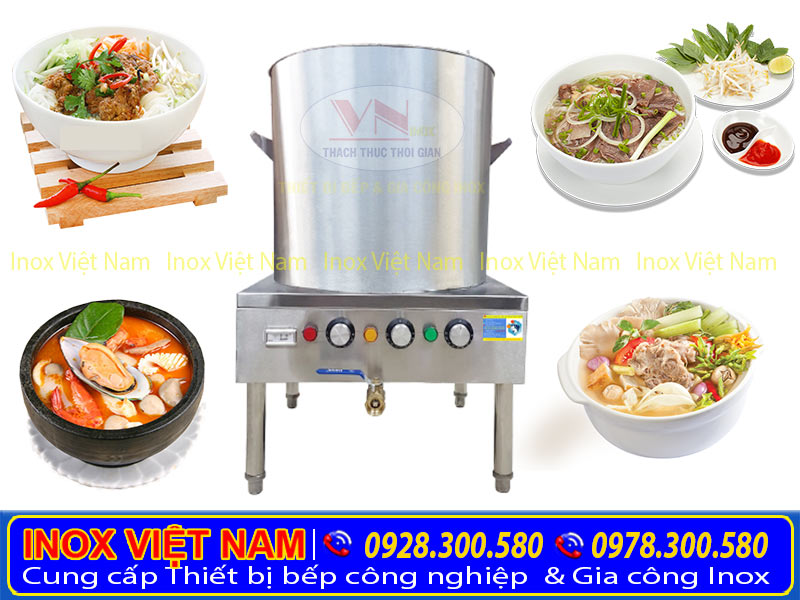 Nồi nấu phở công nghiệp bằng điện 70 lít có thể nấu nhiều món ngon khác nhau.