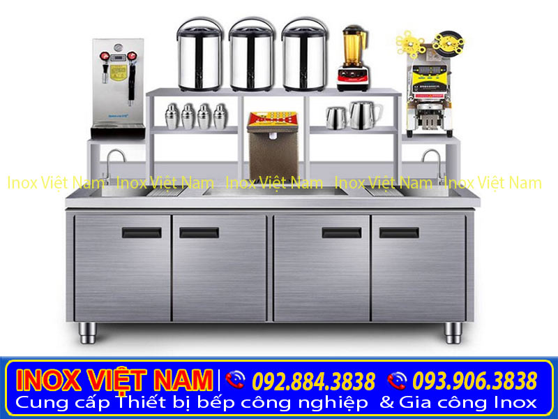 Thiết kế quầy bar inox, quầy pha chế trà sữa đẹp, quầy bar giá rẻ.