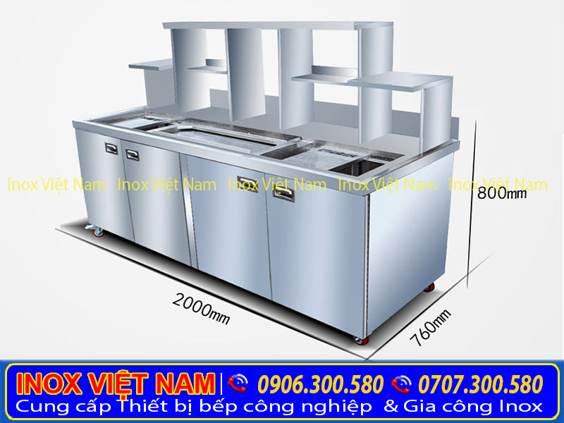 Cấu tạo quầy bar trà sữa inox, quầy bar cafe, quầy bar inox.