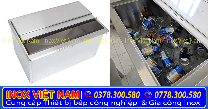 Thùng đá inox, thùng đá âm bàn có vai trò giữ lạnh hiệu quả.Thùng đá inox, thùng đá âm bàn có vai trò giữ lạnh hiệu quả.