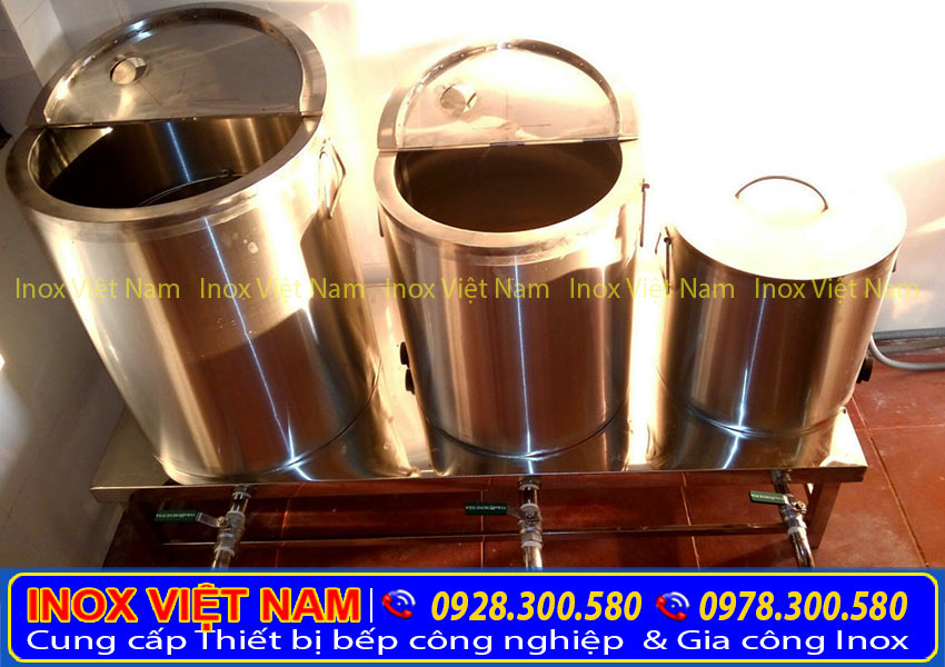 Bộ 3 nồi nấu phở bằng điện 20L-60L-100L, nồi nấu hủ tiếu, nồi hầm xương của Inox Việt Nam giúp tiết kiệm. điện