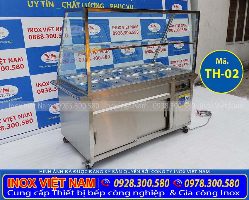 Mua tủ hâm nóng 10 khay chính hãng, tủ bán cơm hâm nóng, tủ làm nóng thực phẩm của Inox Việt Nam (Ảnh thật tế).