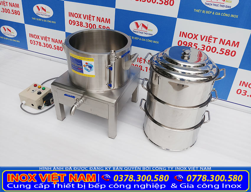 Mua nồi hấp cơm tấm, nồi hấp cơm bằng điện 3 tầng, nồi hấp cơm công nghiệp, nồi hấp cách thủy công nghiệp chính hãng tại Thiết bị bếp inox công nghiệp.