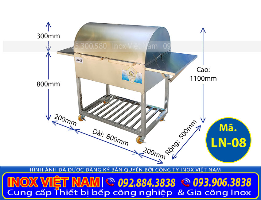 Lò nướng than inox ln-08, bếp nướng than inox, lò nướng sườn inox, bếp nướng bbq. Chất liệu inox cao cấp kiểu dáng đẹp (Ảnh thật tế).