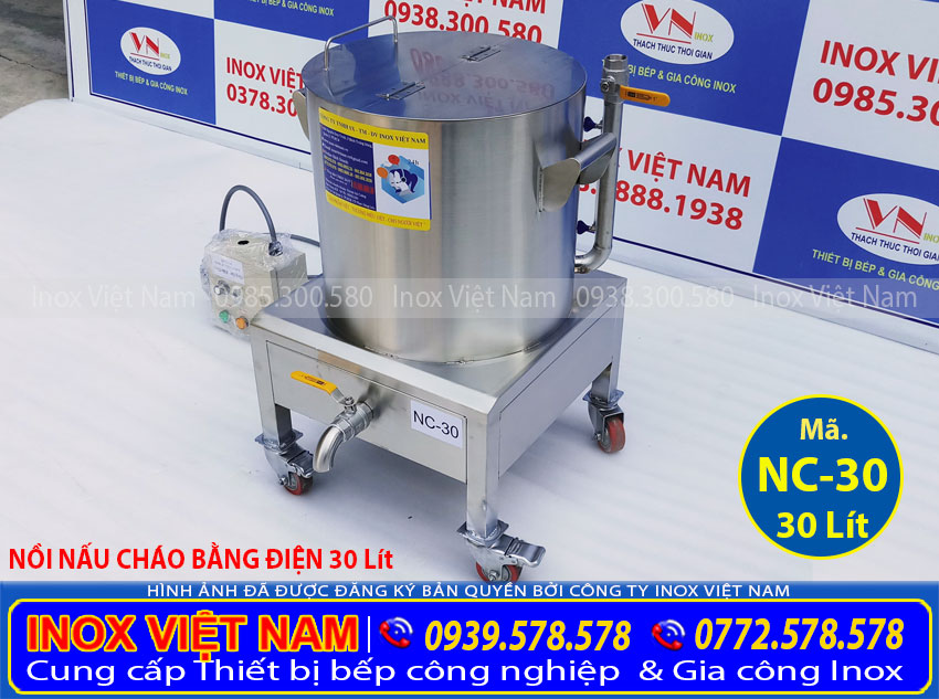 Nồi nấu cháo bằng điện 30L, nồi nấu cháo công nghiệp giá tốt tại TPHCM.