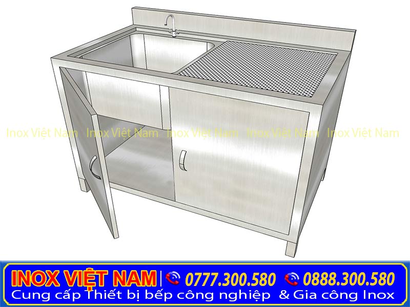 Sản phẩm tủ inox có 1 bồn rửa chén bát của Inox Việt Nam