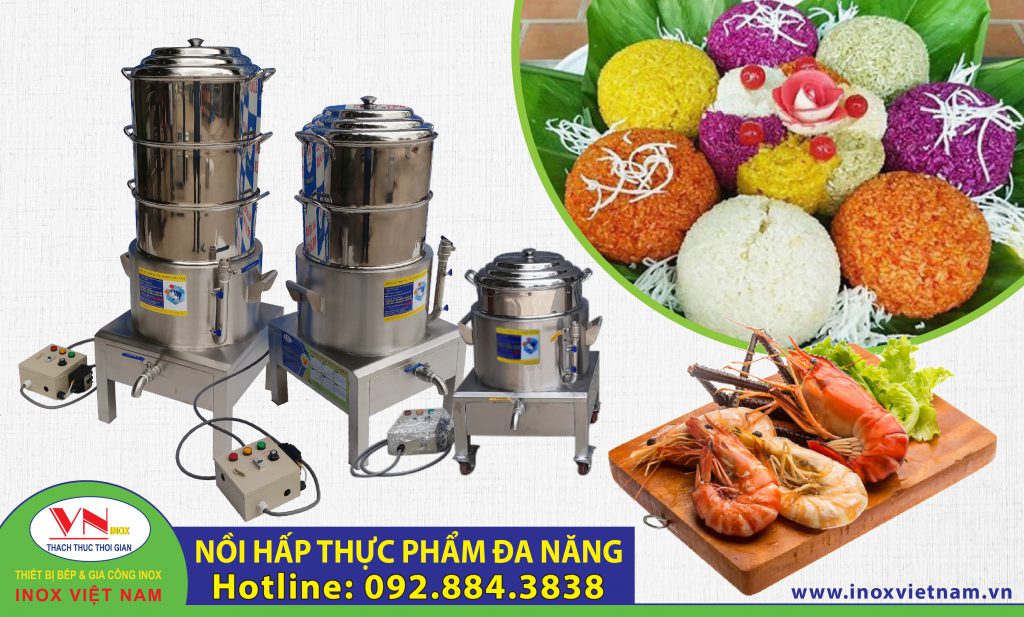 Nồi hấp điện công nghiệp, nồi hấp cách thủy công nghiệp của thiết bị bếp inox công nghiệp. Là loại nồi hấp đa năng có thể hấp chính được nhiều món ăn khác nhau.