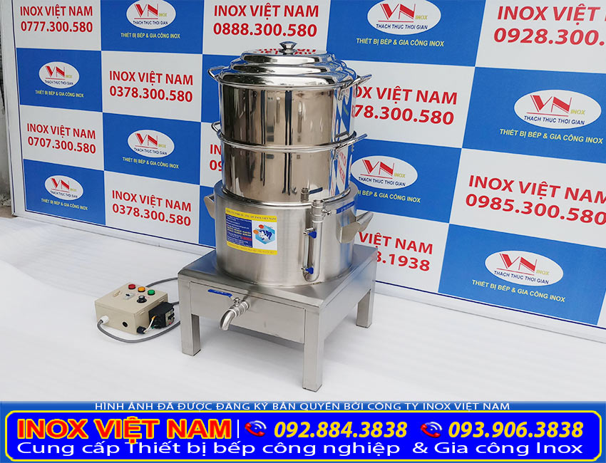 Sản phẩm nồi hấp bánh bao inox, nồi hấp bánh bao bằng điện 2 tầng NHBB-D500-2T (Ảnh thật tế).