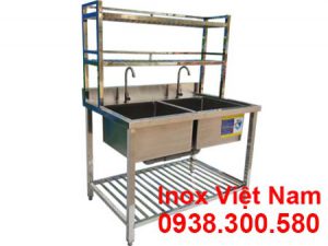 Chậu Rửa 2 Hộc có kệ trên và kệ dưới CR-21