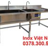 Chậu Rửa Inox Đôi Hộc Lớn Hộc Nhỏ Có Bàn Rửa Cánh Phải CR-18