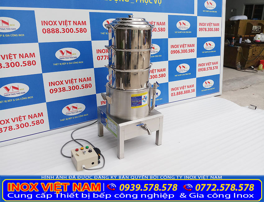 Nồi hấp bánh bao điện công nghiệp 3 tầng NHBB-D500-3T ( Ảnh thật tế)