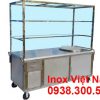 Xe bán hủ tiếu phở inox tích hợp nồi nấu nước lèo bằng điện 100L.