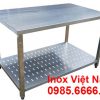 Bàn Sơ Chế Inox 2 Tầng Kệ Phẳng Có Đục Lỗ BAI-18