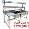 Chậu Rửa Đôi Hộc Lớn Hộc Nhỏ Có Bàn Rửa Cánh Trái Và Kệ Trên CR-33