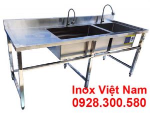 Bồn Rửa Chén 2 Hộc Lớn Hộc Nhỏ Có Bàn Rửa Cánh Trái CR-07