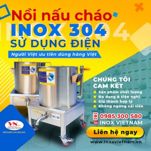 Nên chọn mua nồi nấu cháo bằng điện, nồi hầm cháo công nghiệp, nồi điện nấu cháo bán của Thiết bị bếp inox công nghiệp. Một trong những bí quyết kinh doanh cháo hút khách của các cửa hàng bán cháo, bán cháo dinh dưỡng trẻ em.