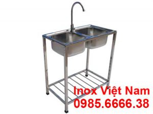 Chậu Rửa Bát Đôi Inox 304 Có Khung Chân CR-103