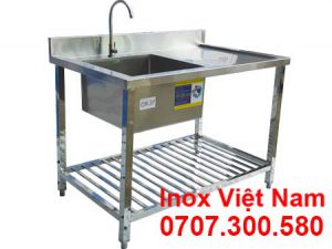 Chậu Rửa Đơn Công Nghiệp Cánh Phải Có Kệ Dưới CR-37