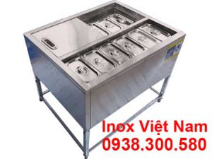 Thùng Đá Inox Khung Chân Có Khay Topping TD-TP12