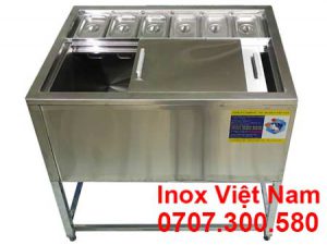 Thùng Đá Inox Có Chân Đứng Kèm Khay Topping TD-TP08