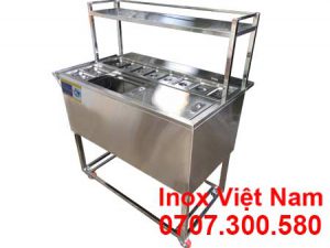 Thùng đá inox có chân kèm khay topping và kệ trên inox TD-TP10.