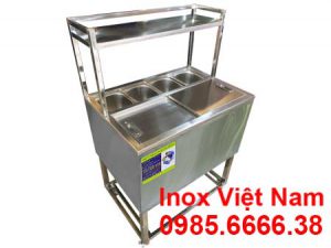 Thùng Đá Inox Có Khay Topping Và Kệ Trên TD-TP17