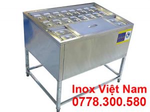 Thùng Đựng Đá Inox Khung Chân Có Khay Topping TD-TP07