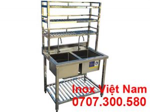 Chậu Rửa ĐChậu Rửa Đôi Inox Có Kệ Trên CR-41ôi Inox Có Kệ Trên CR-41