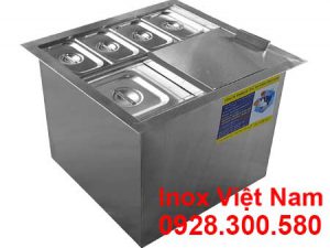 Thùng Đá Inox Âm Bàn Có Khay Topping TD-24