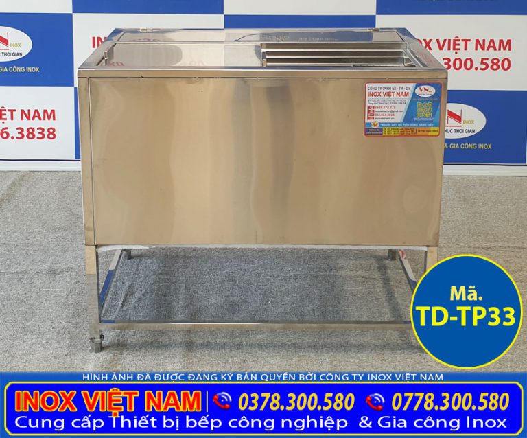 Báo Giá Tủ Đá Inox Quầy Bar Có Chân Kèm Khay Topping TD-TP33