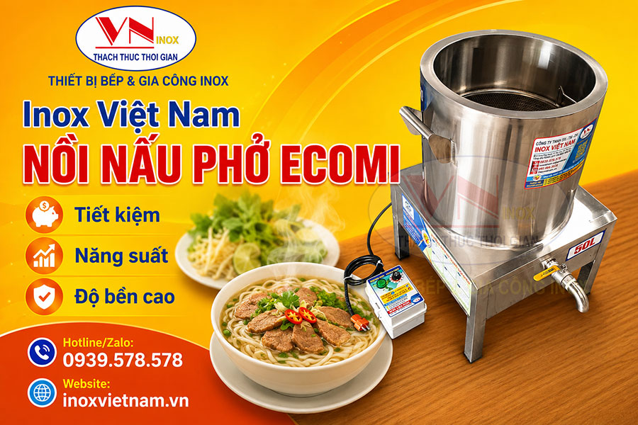 Nồi nấu phở ECOMI chuyên dùng cho nhà hàng, quán ăn và các cơ sở kinh doanh thực phẩm.