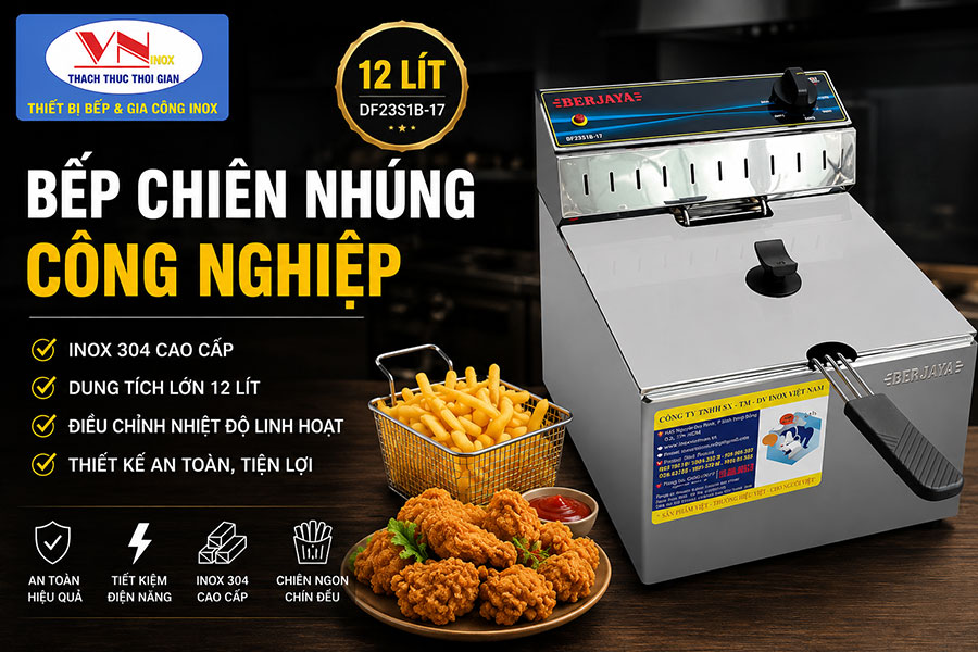 Mua bếp chiên nhúng công nghiệp chính hãng, bền đẹp, tiết kiệm điện tại Inox Việt Nam.