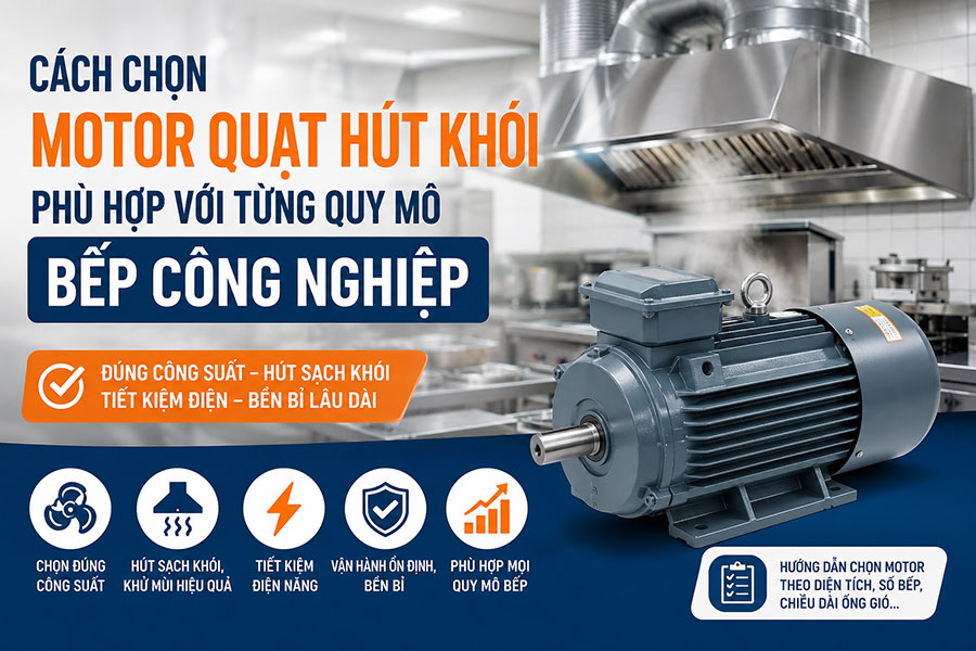 Cách chọn motor quạt hút khói phù hợp với từng quy mô bếp công nghiệp