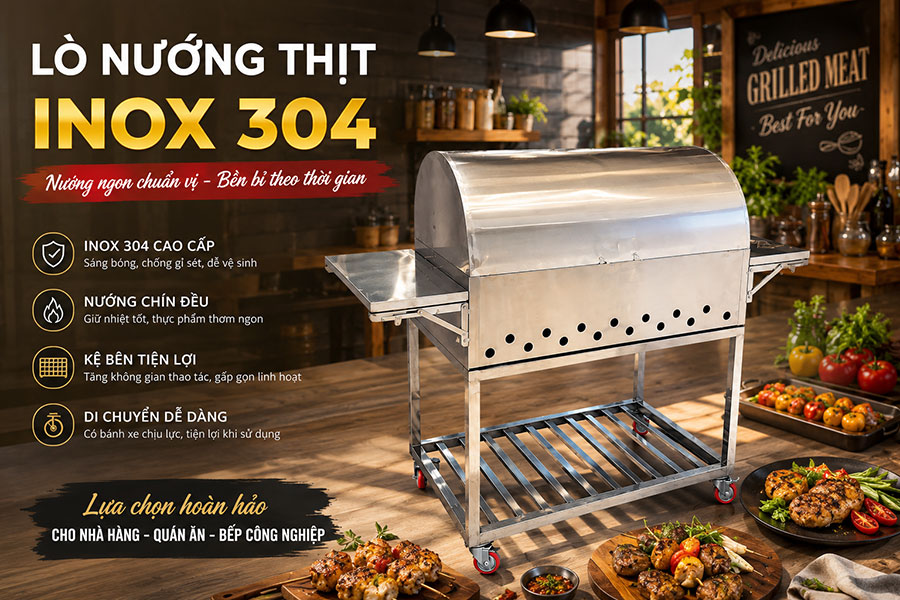 Lò nướng thịt inox 304 chất lượng cao phù hợp quán nướng và nhà hàng