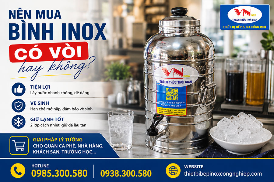 Bình inox có vòi thiết kế hiện đại phù hợp nhiều không gian sử dụng
