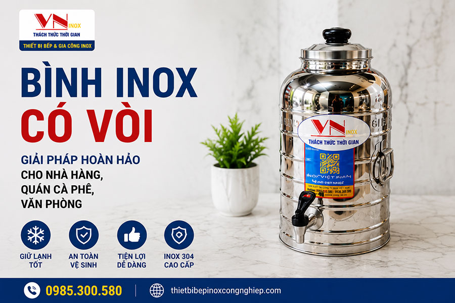 Bình inox giữ lạnh có vòi giúp lấy nước dễ dàng mà không cần mở nắp.