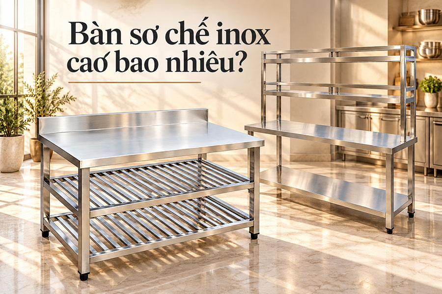 Bàn sơ chế inox cao bao nhiêu để thao tác thoải mái, hạn chế cúi lưng?