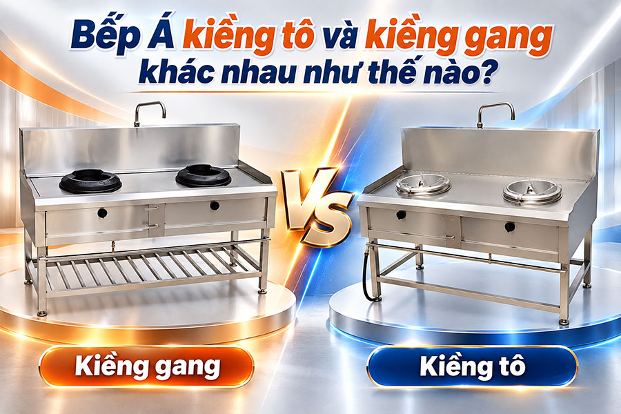 Bếp Á kiềng tô và bếp Á kiềng gang đều có ưu điểm riêng, giúp đầu bếp linh hoạt lựa chọn theo nhu cầu chiên xào, nấu nướng và đặc điểm dụng cụ sử dụng.