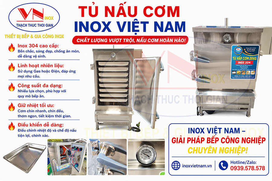 Lựa chọn tủ nấu cơm công nghiệp chất lượng cho nhu cầu nấu và hấp nhiều món